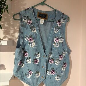 Vintage Women’s FLD Floral Denim Vest M